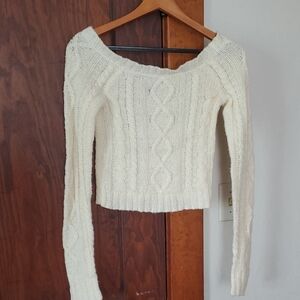 Hollister Cream Off-the-Shoulder Sweater
